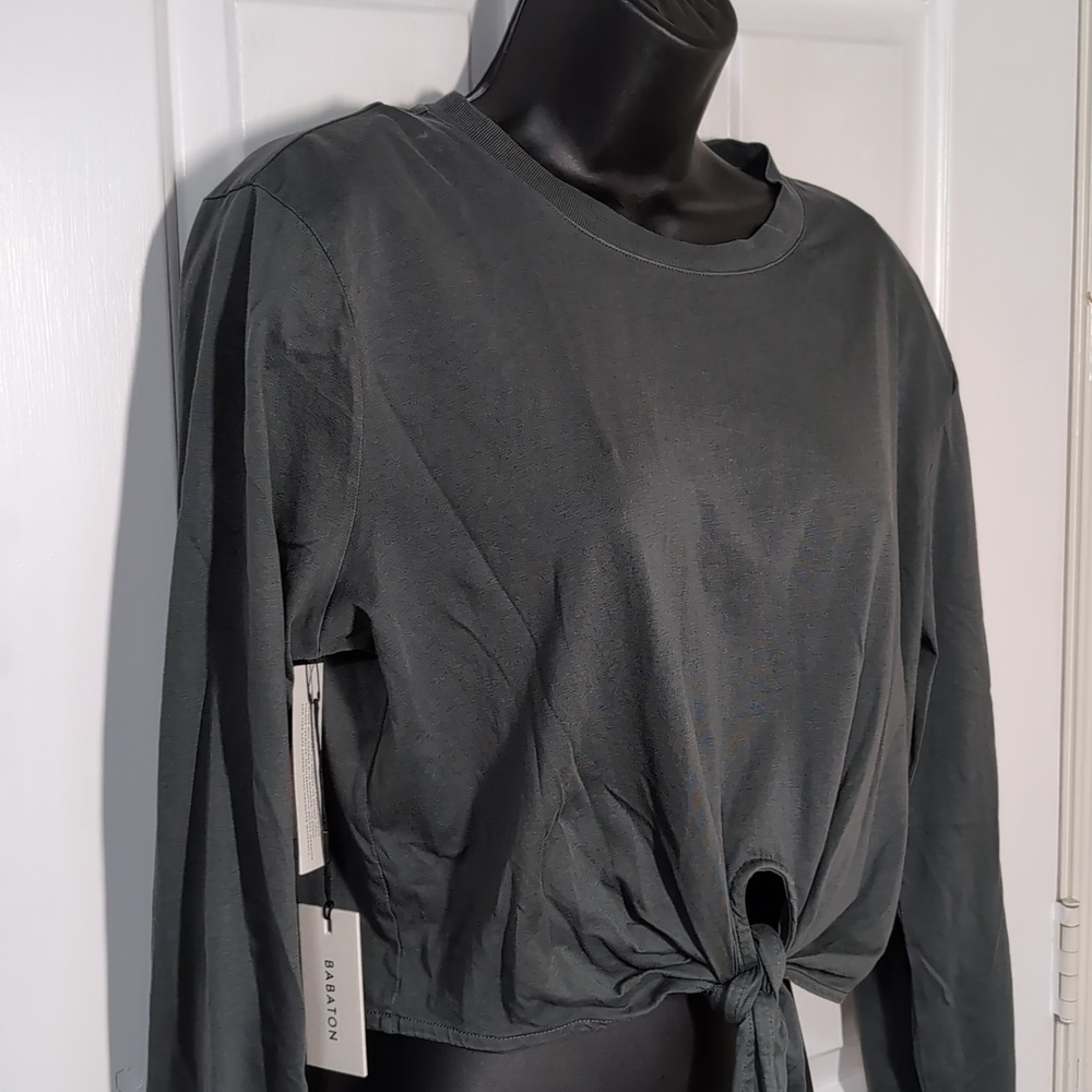 Aritzia Babaton Headline Tie-Front Cotton Top Size Small NEW